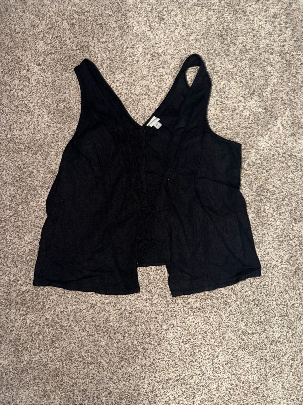 a new day Black Lace-Up Front V-Neck Tank Top